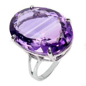 Stunning Natural Large 27CT Amethyst gemstone set in 925 Sterling Silver Ring 8